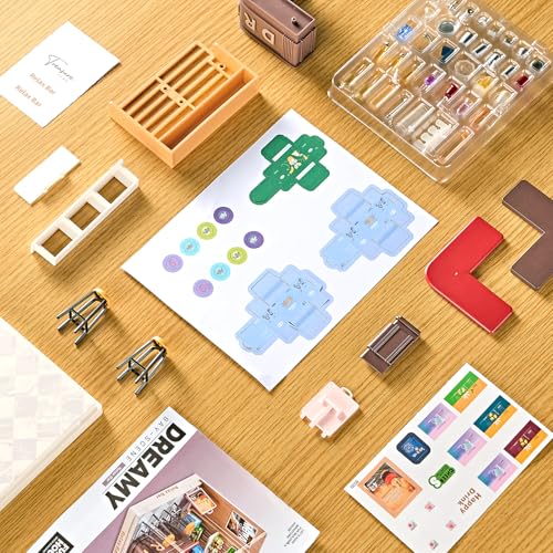 Super Mini Miniature Lounge Bar DIY Kit with Acrylic Display Case - color: Small - Relax Bar, size: Small