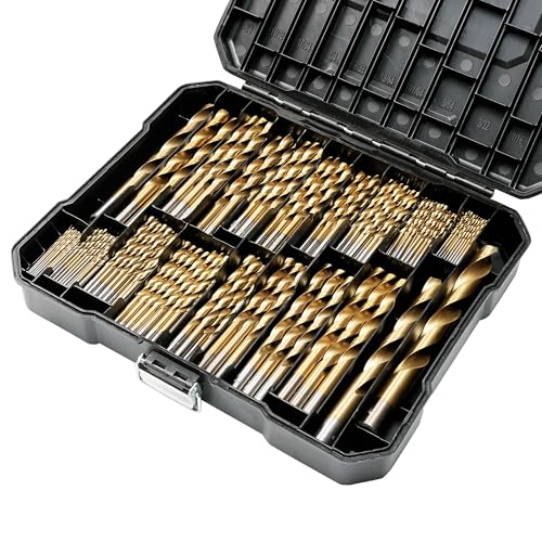 230 Pcs Drill Bit Set(1/16“-1/2”), 135° Tip Titanium Coated High Speed Steel, Twist Drill Bit Kit for Iron, Aluminum Alloy, Copper, Wood, Plastic, with Hard Storage - style: TD-230-pcs