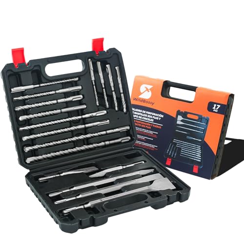 Rotary Hammer Drill Bits and Chisels Set, SDS Plus, 17PCS - size: Assorted Sizes, style: Kit (17 Pieces)