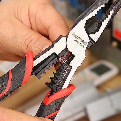 HAUTMEC 9" Needle Nose Pliers High Leverage Combination Pliers 4 in 1 Multifunctional Heavy Duty Long Nose Pliers HT0274-PL - color: 9" Needle Nose Pliers