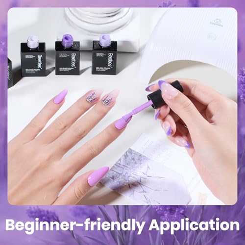 Beetles Purple Gel Polish Set, Violet Letter Collecion, 6 Purple Colors - color: A - Creme | 0-0-Violet Letter