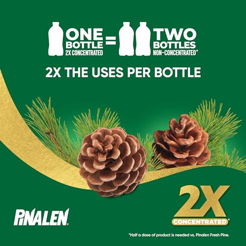 PINALEN 2X Concentrated Multipurpose Cleaner - Fresh Pine Scent - 28 fl oz - All Purpose Cleaner for Kitchen, Bathroom, Laundry, Floors & Outdoors (Pack of 2) - size: 28 Fl Oz (Pack of 2)