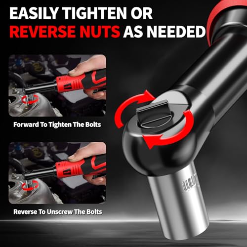 FULLYEA 3/8" Cordless Electric Ratchet Wrench Set, 45 Ft-lbs,Variable Speed