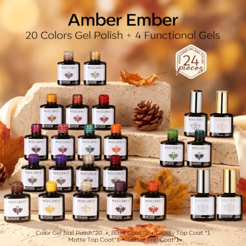 modelones Gel Nail Polish Changing Glitter 20 Colors Primer Top Base Coat - color: A0- Colors Changing Colors