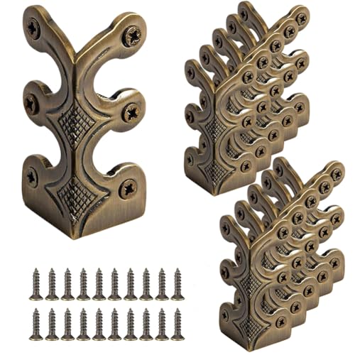 24 pcs Solid Brass Baseboard Corner Protectors, Skirting Board Corner Protectors, Vintage Metal Corner Protector Table Corner Edge Cover Safety Bracket with Screws (Bronze) - color: Bronze