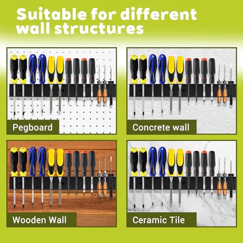 2 Pcs Screwdriver Plier Organizer Wall Mount, Screwdriver Rack, Metal Plier Holder Utility Tool Holder Organizers and Storage Rack for Garage Workshop Workbench Tool Chest Cart