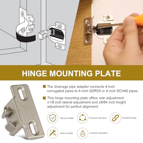 Hinge Mounting Plate Replacement for Blum 1 3/8" Overlay 110 Degree Compact 33 Edge, Edge Mount Plates for Blum Face Frame Overlay Hinge, Hinges for Cabinet Doors, Self Closeing Hinges