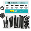 30PCS M8 x 50mm 60mm 70mm 80mm, Flat Head Hex Socket Cap Screws Countersunk Bolts Nuts Kit, 10.9 Grade Alloy Steel, Black Oxide Finish, Metric Allen Drive, Fully Threaded - size: M8x50/60/70/80mm