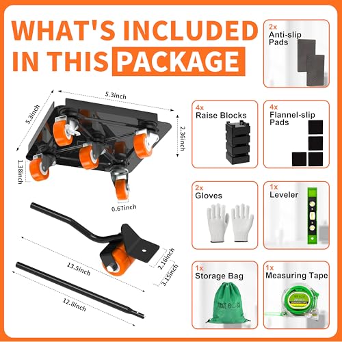 Heavy Duty Furniture Dolly 360 Rotate 5 Wheels 3000 Lbs Capacity 5.3x5.3 in - color: Orange, size: 5.3x5.3 IN