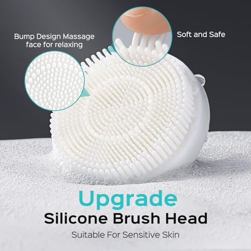 COSLUS Facial Cleansing Brush Face Scrubber, 2-in-1 Rotating Design - color: Light Grey