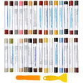 32Pcs Wood Filler Sticks, 30 Colos Wood Filler Putty Wax Crayons, Furniture Repair Kit, Putty Sticks for Baseboard Cabinets Furniture Floors (with 2 Scrapers)