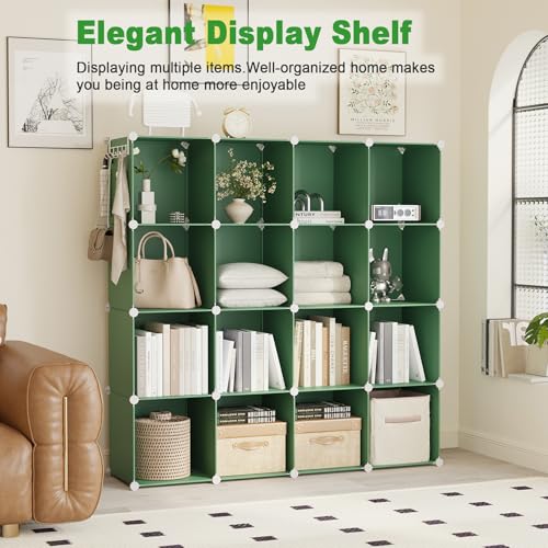 C&AHOME 16 Cube Storage Organizer Cube Shelf Units Storage Cubes, Green - color: Green