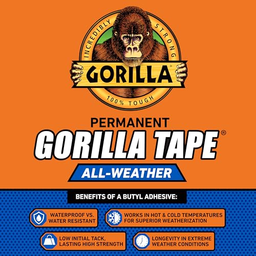 Gorilla All Weather Duct Tape, Black, 1.88" x 25 yd | UV Resistant | Waterproof | For Outdoor Repairs | 2-Pack, Pack of 6 - size: 12 - Pack