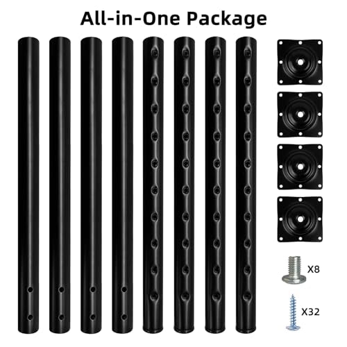 QLLY Adjustable Metal Table Leg, 24-40 inch, 60-100cm, Home Office DIY Desk Leg, Furniture Leg Set (4, Black) - color: Black