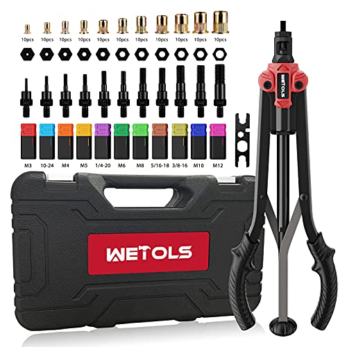 WETOLS Rivet Nut Tool, 17" Rivet Nut Tool with 11 Metric and SAE Mandrels - size: 17" auto release rivet nut tool