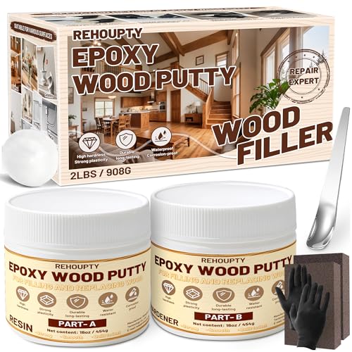 Woodon Epoxy Wood Putty Filler Kit, 32oz 2-Part Wood Putty Filler (White) - color: White