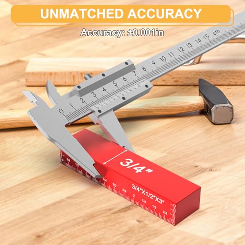 Setup Blocks Woodworking, Setup Blocks Height Gauge Set, 16 PCS Setup Blocks with Set Up Blocks for Woodworking, Case, Square Ruler, Aluminum Setup Bars for Router and Table Saw Accessories - style: Measurement