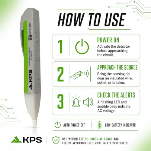 KPS-DT10 Non-Contact Voltage Detector, 90-1000V AC, CAT II 1000V