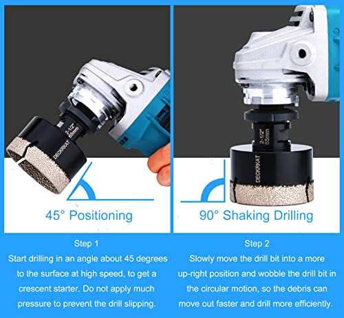 Diamond Hole Saw, 2-1/2" Hole Saw for Tiles Granite Marble Ceramic Glass Porcelain, 65mm Core Drill Bit with 5/8-11 Thread and 3/8” Hex Shank Adapter for Angle Grinders & Drills - size: 2-1/2"(65mm)