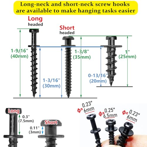 laffeya Bear Claw Picture Hangers, Multi-Purpose Double-Headed Screws - style: Black Three Size