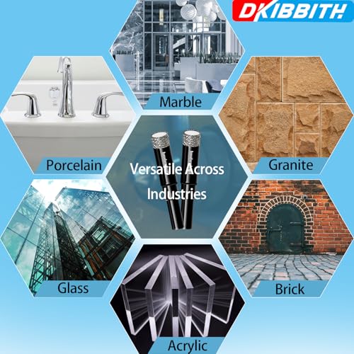 DKIBBITH 7 Pack Dry Diamond Drill Bits & Tile Drill Bits Set for Ceramic, Porcelain, Marble, Granite, Stone, Glass - Round Shank 3/16", 1/4"(x2), 5/16", 3/8", 1/2"+1 Pack Drill Bit 1/4" - size: 7 Pcs Diamond Drill Bit