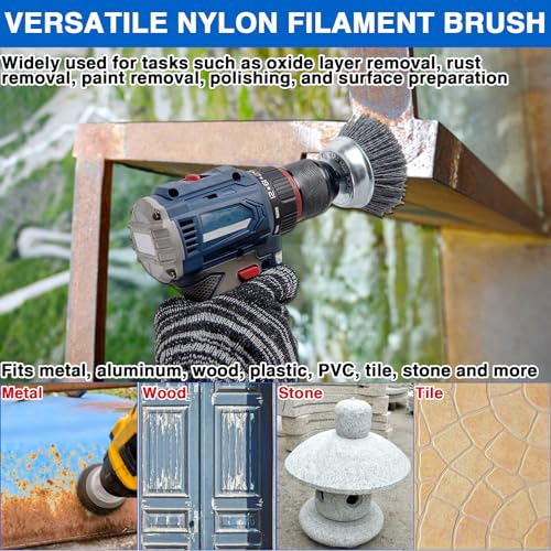 Nylon Brush for Drill,9Pcs Abrasive Filament Nylon Wire Bristle Drill Wheel