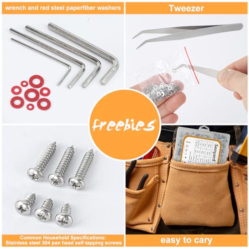 M2 M3 M4 M5 Nuts and Bolts, 304 Stainless Steel Metric Bolt Assortment (Lock & Flat Washers),Metric Screw Assortment, Socket Head Cap Screws, Metric Bolts and Nuts Assortment Kit, 1415pcs - size: M2M3M4M5, style: socket head cap