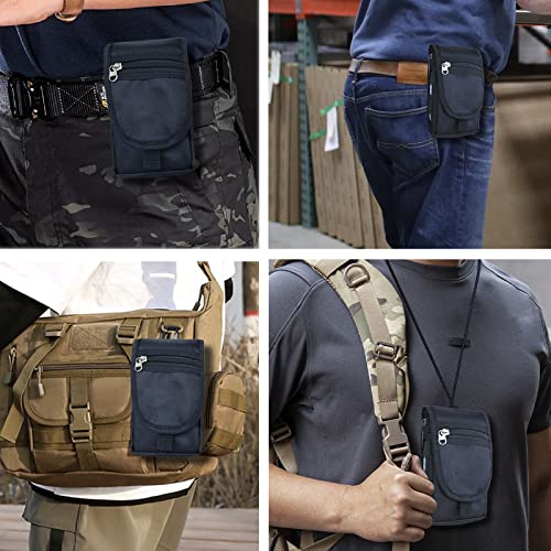 Belt Tool Pouch Holster, Multitool Organizer Pouch for EDC Gears Cellphone Case, Maezar Utility Sheath Bag, Nylon Tactical Tool Bag for Men, Small Pocket Phone Holder with D-Ring, Zipper (Loop Black)