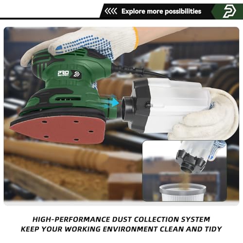 Prostormer Detail Sander, 13000RPM Mouse Sander, 1.6A Electric Palm Sanders - color: Green