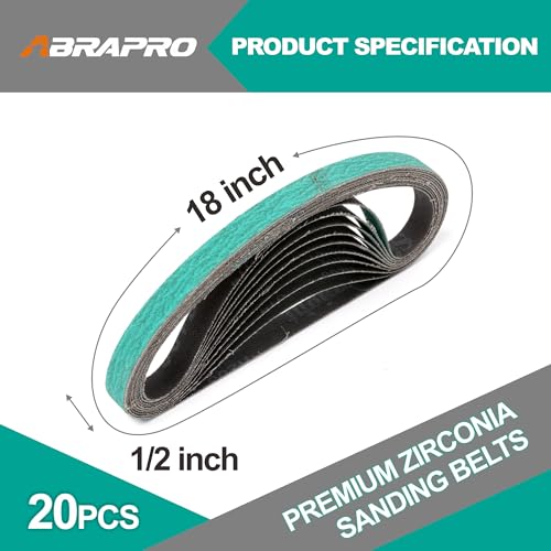 20 Pcs 1/2" x 18" Premium Zirconia Sanding Belts for Belt Sander, 120 Grit - size: 20 pcs - 120 Grit