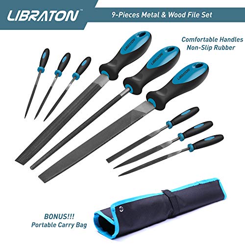 LIBRATON Metal Files 9PCs, File Set for Metal, Needle Files, Files Rasps - style: Metal File-9PCS