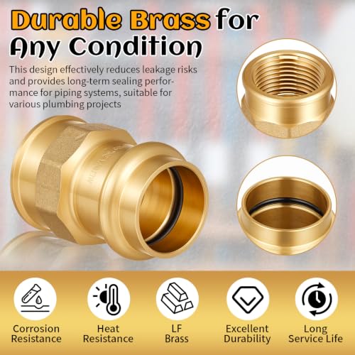 16 Pack 3/4" Press x 3/4" FIP Brass Press Fittings - color: Fip, size: 0.75 Inch