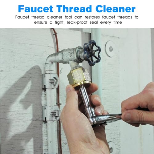 05265 Faucet Thread Cleaner Tool,Outdoor Faucets Thread Cleaning and Repair Tool for Garden Hose Die,3/8" Socket Drive Hex Adapter,Hose Bib Repair Tool and Cleaner for Home Outdoor Faucet Repair