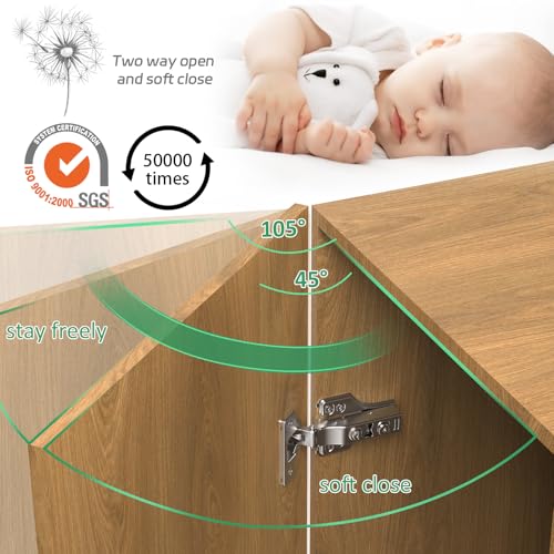 2 Pairs 4 Packs Half Overlay Hinge, Partial 1/4 inch Small Overlay Cabinet Hinges, Face Frame Soft Close Cabinet Hinges with Damper, Concealed Hinge for Face Frame&Frameless Cabinets - size: Partial Overlay