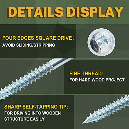 LIONMAX Pocket Hole Screws Fine Thread #8 x1-1/4 Inch, 600 PCS, Galvanized - size: #8 x 1-1/4"