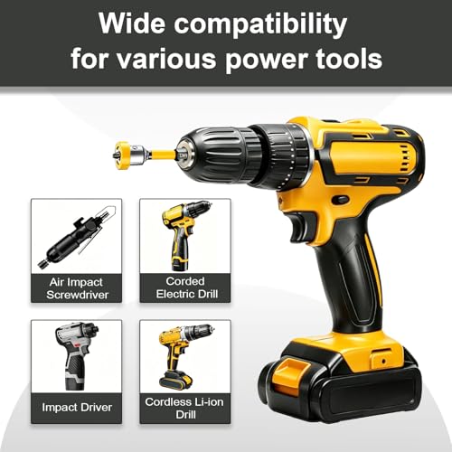 6pcs Drywall Screw Setter Set, 1/4" Hex Adjustable Depth Positioning Bits with Magnetic Bit Holder Extension Bar, Magnetic Positioning Screwdriver Bits, for Sheetrock and Plasterboard Screws (Yellow) - color: Yellow