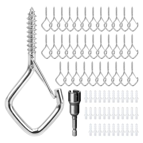 35 Pack 304 Stainless Steel Ceiling Hooks for Plants, Locking Clip - size: 35