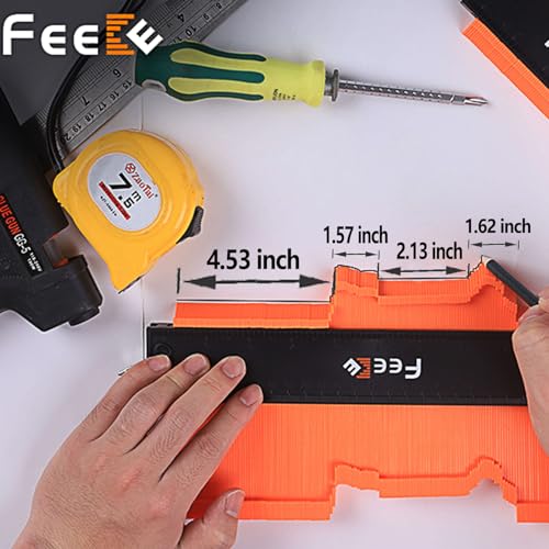 Contour Gauge (12 Inch) with Lock Profile Tool, Birthday Gifts for Men Dad Husband Him Super Contour Duplicator Men Gifts Woodworking Tools Carpenter Tools Construction Outline Angle Measuring Tool - style: 12 inch