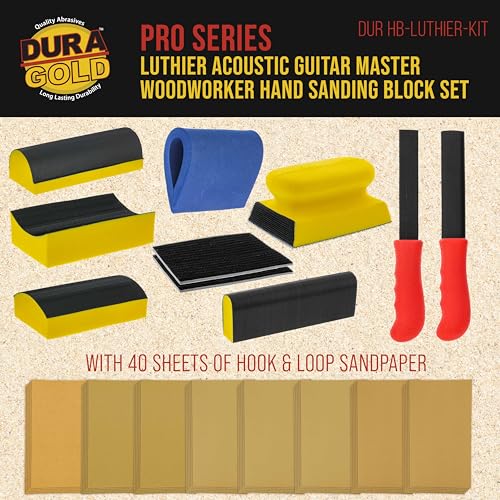 Dura-Gold Luthier Acoustic Guitar Master Woodworker Hand Sanding Block Set - size: 10-Piece