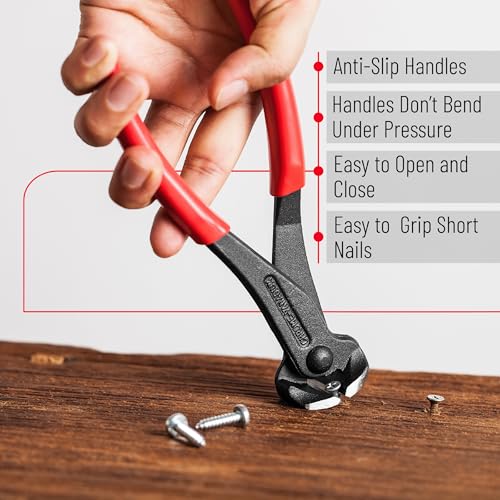 Bates- Nail Puller, 7 Inch Steel End Cutting Pliers - color: Red, size: 7", 1 Pack