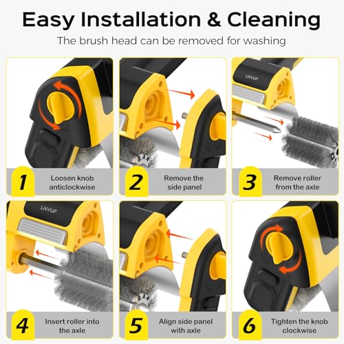 Electric Grill Brush, Grill Cleaner with LED Light, with 800 RPM Motor, Heavy Duty Grill Cleaning Tool, Personalized Grill Gift s for Dad (Yellow) - color: Yellow