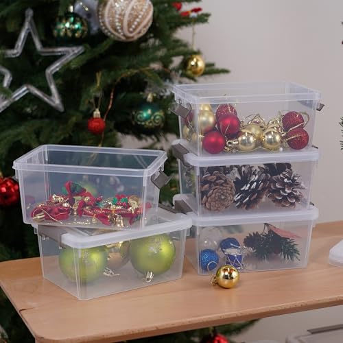 Citylife 10Packs 1.3Qt Small Storage Bins with Lids,Stackable Clear - color: Clear White, size: 1.3 QT(10 Pack)