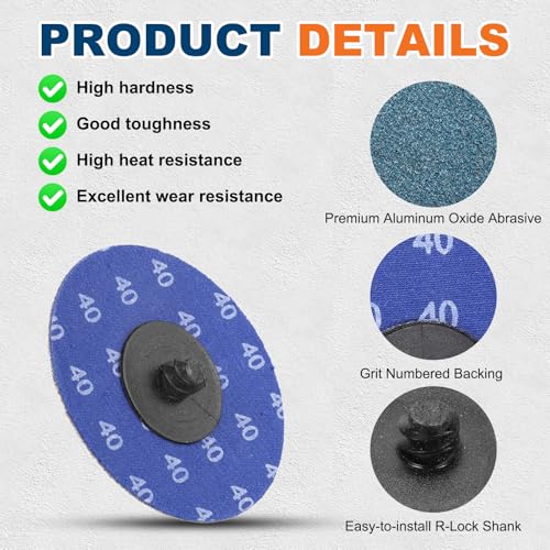 25 Pcs 3" 40 Grit Quick Change Surface Conditioning Discs | Aluminum Oxide Die Grinder Sanding Disc for Surface Prep Deburr Polish Rust Paint Removal, Blue - size: 3" (40 Grit)