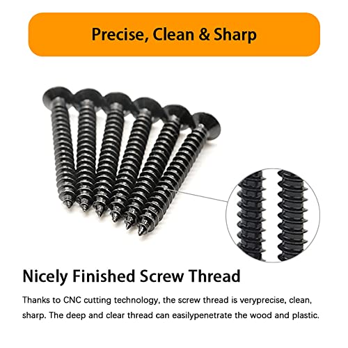 440 pcs M3 M4 M5 Wood Screws Assortment Kit,High Hardness Carbon Steel Self-Tapping Screws,Pan Round Head & Flat Head,Phillips Drive Countersunk Head Screws Set Kit,Black Oxide,Full Thread - size: M3/M4/M5, style: Flat & Round (Carbon Steel)