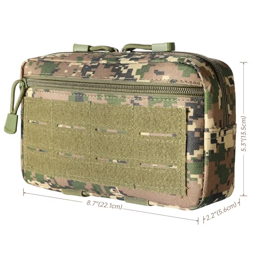 FRTKK Tactical Molle Admin Pouch Utility Laser Cut EDC Tool Pouch Bag Horizontal Modular Pouches Include US Flag Patch and Keychain - color: Digital