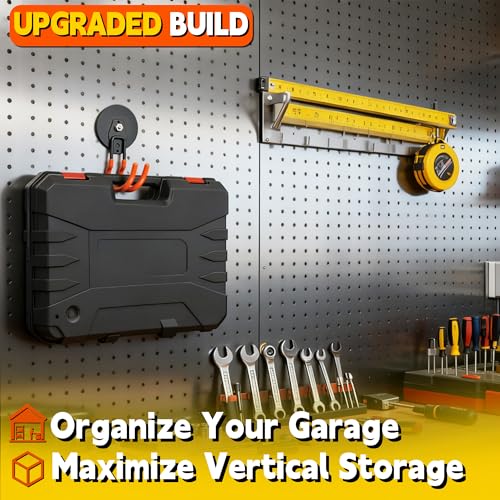 ULIBERMAGNET New Upgraded Ultra-Strong Magnetic Hooks,2 Pack Heavy Duty Ultimate Magnetic Hooks with 40LB Hold for Extension Cord, Hose, Rope, D-Handle Tools, Garden Tools (Orange/3.46inch) - style: Upgraded Orange Large Gaint Strong Hooks