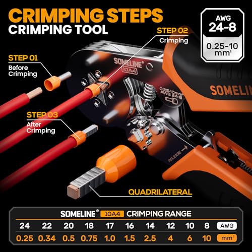 SOMELINE Ferrule Crimping Tool Kit, 24-8 AWG Crimper, 9 Sizes Wire Ferrules