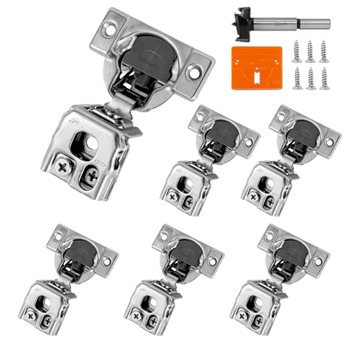 1-1/4 Inch Overlay Soft Close Cabinet Hinges, 6 Pack Slow Soft Close Hinges for Kitchen Cabinets Satin Nickel Hidden Self Closing Kitchen Cabinet Hinges for Cupboard - size: 1-1/4 inch Overlay