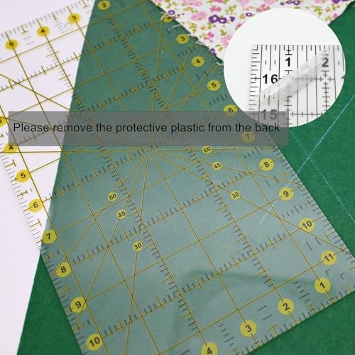 Sewing Rulers Quilting Ruler,Acrylic Quilting Templates,Sewing Tools Accessories Supplies for Patchwork Precision Fabric Cutting 1pcs(6.5x12inch) - color: Yellow