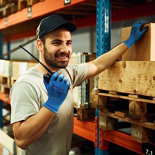 KAYGO Safety Work Gloves for Men Women, PU Coated Palm & Fingers, KG11P - color: Blue, size: Medium